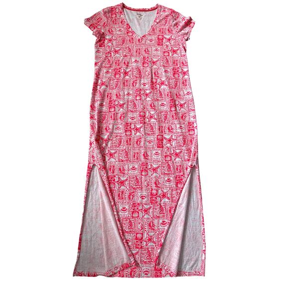 Lilly Pulitzer Etta Maxi Dress Seaside Harbour Print in Mizner Red Size Large - Picture 7 of 12